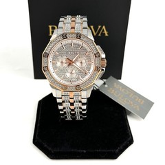 Bulova Crystal Octava 98C133 Quartz Rose Gold Dial Stainless Men’s Watch 41.5mm