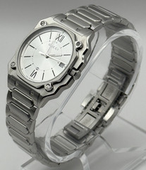 Gucci G-Flat Quartz Stainless Steel 30mm Silver Dial Women’s Watch YA166504