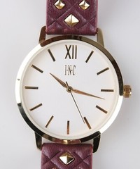 I.N.C. Women’s Gold Tone Embossed Faux Leather Strap Studs 38mm Watch + Bracelet