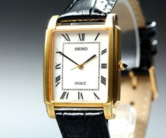 [Near MINT] Seiko Dolce 5E31-5000 Roman Gold Tank White Dial Quartz Men’s Watch