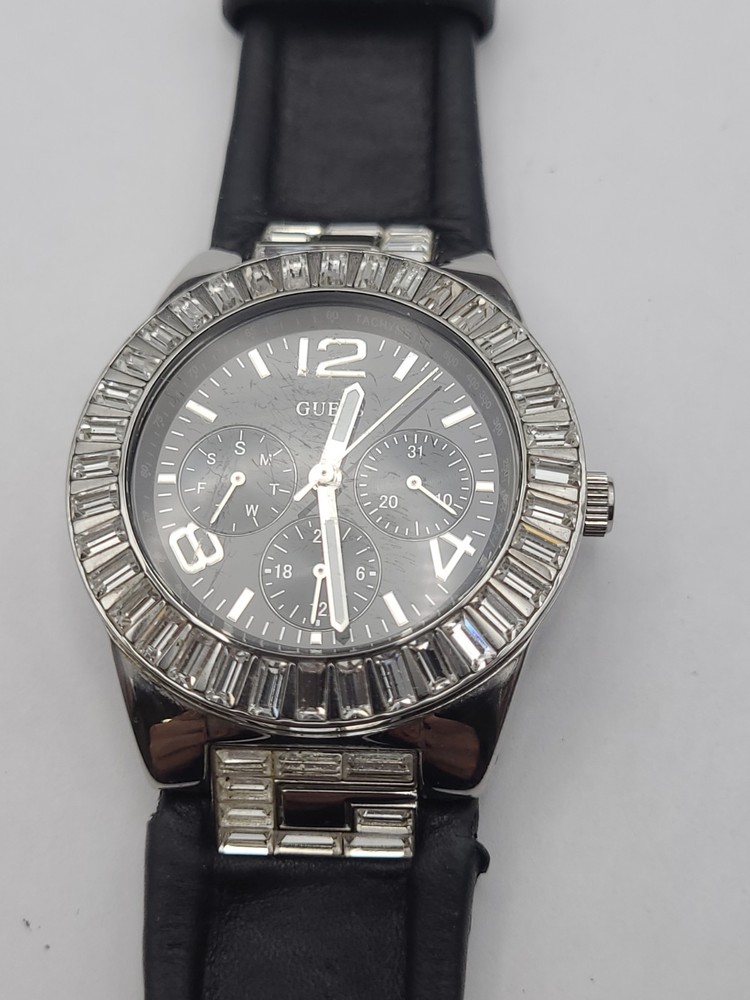 GUESS WATCH WATERPRO Black Dial Black Band New Battery Working