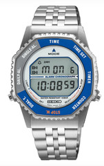Seiko ROTOCALL Digital White Dial Blue Gray Bezel SMGG21 Steel Men’s Watch