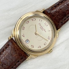 Christian Dior Quartz Wristwatch 24mm 48.122.2 Gold Dial Case wrist 17cm