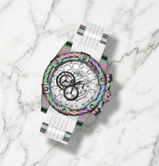 Men’s White Dial Sports Watch Bolt Analog Display Quartz Flame Fusion Wristwatch