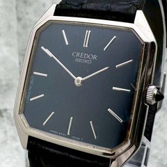 SEIKO CREDOR 6020-5080 Octagon Navy Dial Onyx Quartz Vintage Japan Watch 19cm
