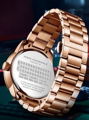 MARK FAIRWHALE Men’s Rose Gold Rotatable Roulette Dial Luminous Quartz Watch Boy