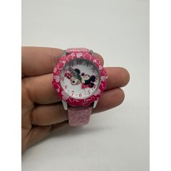 Disney Minnie Mouse Girls Pink Glitter Watch Water Resistant Needs Battery