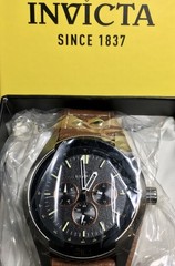 INVICTA BUNDT STRAP MULTI-DIAL DAY DATE COACHMAN QUARTZ WATCH BLACK BRONZE BROWN