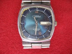 Vtg Soviet Men’s Watch Slava “Tank” Automatic 27 Jewels 2427 Blue Dial USSR m