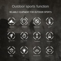 Men Outdoor Sport Tactical Smart Watch Altimeter Barometer Compass WristWatch S+