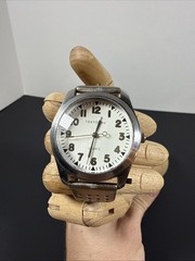 TOKYObay Y2K Watch White Dial, Silver Leather Band Needs Battery