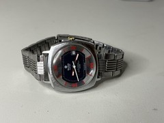 Vintage Basis Hunter Swiss Made 17 Jewels Mens Watch Blue Dial Date Working