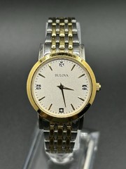 Bulova B2 Women’s Two Tone Textured Dial Diamond Accent Quartz 27mm Watch