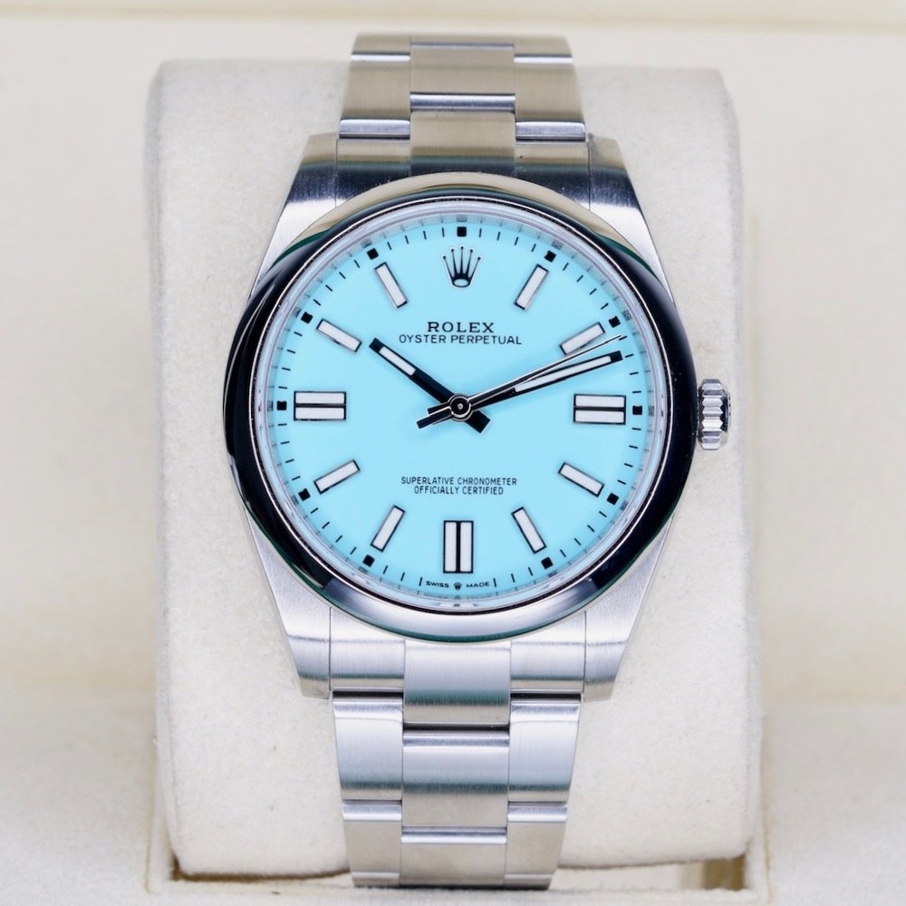 Rolex 124300 Oyster Perpetual 41 TURQUOISE Tiffany Blue Dial Stainless Steel