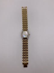 DMQ Swiss Ladies Mother Of Pearl Crystal Bezel Gold Tone Watch New Batt