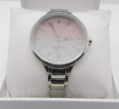 NEW Nine West Silver & Pink Ombre Glitter Women’s Wrist Watch