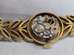 Vintage 50s Rolex 14K Gold Ladies 17.5mm Cocktail Watch Textured Leaf Band