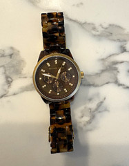 Michael Kors Women’s Chronograph Quartz Watch Tortoise Brown Bracelet Gold