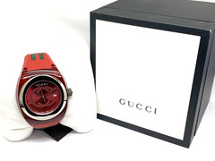 GUCCI Men’s Watch SYNC YA137103 Swiss Quartz Red Rubber Band 46mm