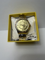 Invicta Gold Dial Quartz Dress Watch Luminous Hands Two-Tone SS Bracelet Box