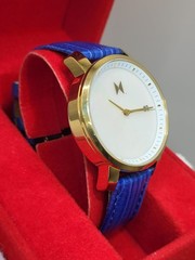 JAPAN [MINT] 38mm MVMT By Movado Signature Gold Blue Leather Women’s Watch