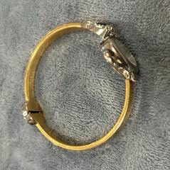 Avon Cat Watch Women Silver Gold Tone Hinged Cuff New Battery 6/8” Case~see Pics