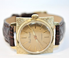 Vintage PAUL PEUGEOT Gold Tone Satin S/Steel Case & Back ST92 Hand Wind Unisex