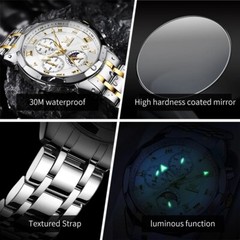 Waterproof Quartz Watch Men’s Luminous Luxury OLEVS Steel Men Stainless Strap