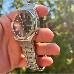 Casio G-Shock GA-2100SB-1AER Custom Full Steel Silver Watch w/ Box & Case