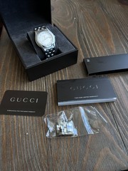 GUCCI G-Class Date 5500M Unisex Watch Silver SS Quartz 35mm