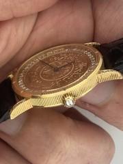CORUM 35mm $5 Coin 1882 18k Gold Saudi Arabic writing with Diamonds Quartz