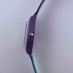 Swatch swiss IS17 Quartz with Teal Blue Purple Band Battery replaced 24.7mm
