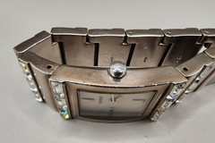 GUESS G86091L Ladies Cuff Watch – Silver Tone with Baguette Crystals Japan Movt