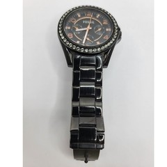 Fossil Riley Black Stainless Steel Crystal Bezel Multifunction Watch ES3644