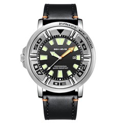 48Mm Men Luminous Quartz Watch Leather Strap Wristwatch Install Quartz Movement