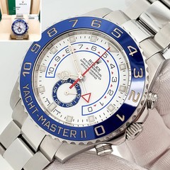 Rolex Yacht-Master II 44mm Blue Cerachrom Bezel Oyster Steel 116680 Box Papers