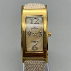 Pastorelli Womens Watch 21mm MOP Dial Gold Tone Rectangle Leather New Battery