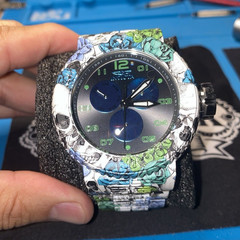 Invicta Men’s Quartz Chronograph Analog Watch Blue Dial Metal Bracelet