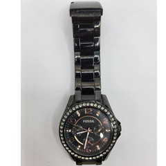 Fossil Riley Black Stainless Steel Crystal Bezel Multifunction Watch ES3644