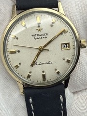 Wittnauer Geneve Automatic Swiss 10K RGP Gold Tone Watch Cream Dial Date 34.5mm