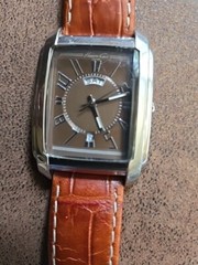 Kenneth Cole KC1327 Men’s Brown Croco Leather Strap Day Date Display Watch