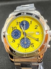 SEIKO SND409 Chronograph Yellow × Navy Stainless Steel Quartz Watch Men’s