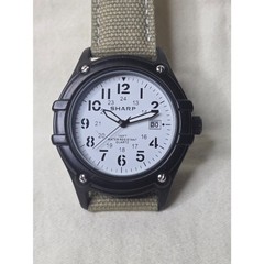 Sharp Field Watch- New Old Stock, White Dial, Date, Unworn Canvas Strap!