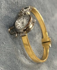 Avon Cat Watch Women Silver Gold Tone Hinged Cuff New Battery 6/8” Case~see Pics