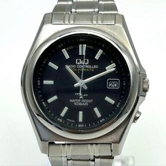 Citizen Q Q Date Black Men’s Watch Eco Drive Radio Solar Working HR15