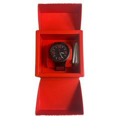 Swatch SO27B102 Men’s BBBlood Quartz Watch with Silicone Strap, 47mm, Black/Red