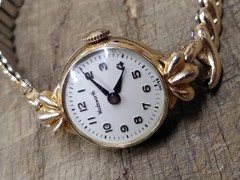 Vtg Ladies Wadsworth Wind Up Wristwatch 10K RGP Bezel 17j Flex Size 7.5″ Works!