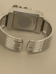 Geneva Quartz Cuff Watch Silver Tone Embellished Stars Rhinestones Leaf Design