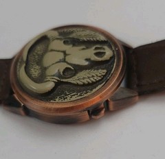 Pearl Quartz Southwest Skull Cover Watch Braided Leather Native NON WORKING READ
