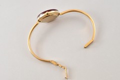 BOX Vintage GUCCI Change Bezel 11/12 Red Women’s Gold Qz 165mm Watch JAPAN